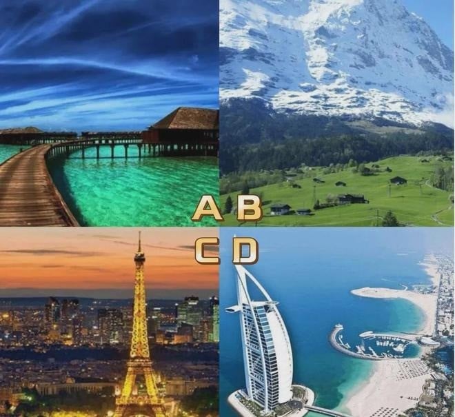 Bạn thích đi nghỉ ở nơi nào nhất trong 4 nơi này?