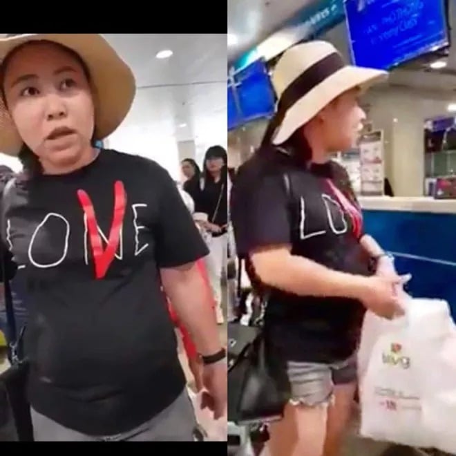 Hình ảnh Hiền gây náo loạn ở sân bay Tân Sơn Nhất - Ảnh cắt từ clip