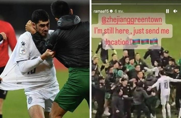 Tiền đạo Ramil Sheydayev lên mạng xã hội thách thức đội bóng Trung Quốc. Ảnh: Chụp màn hình