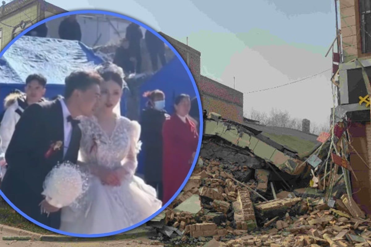 Cặp đôi Trung Quốc tổ chức đám cưới giữa đống đổ nát sau trận động đất gây thiệt hại lớn - Ảnh 1
