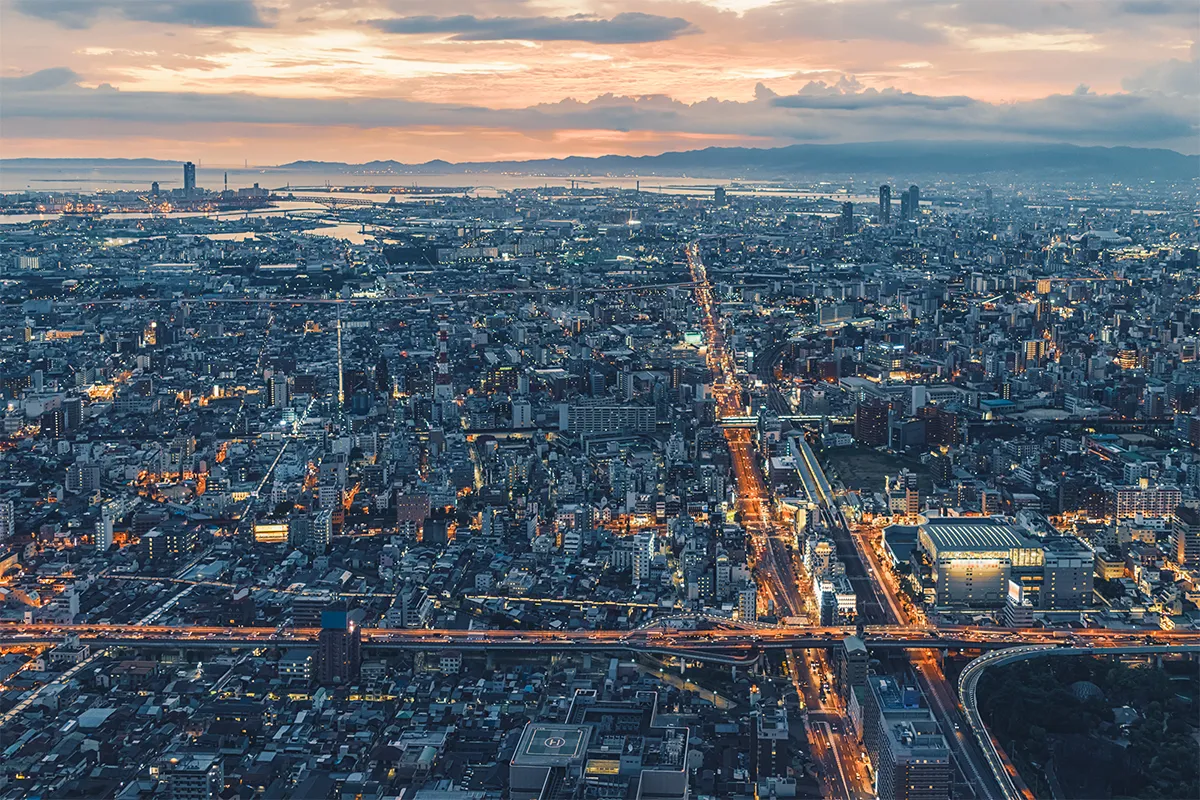 Toàn cảnh thành phố Osaka, Nhật Bản từ trên cao. Ảnh: Getty Images