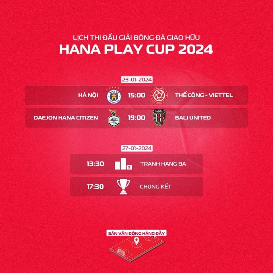 Lịch thi đấu giải Hana Play Cup 2024. Ảnh: Internet